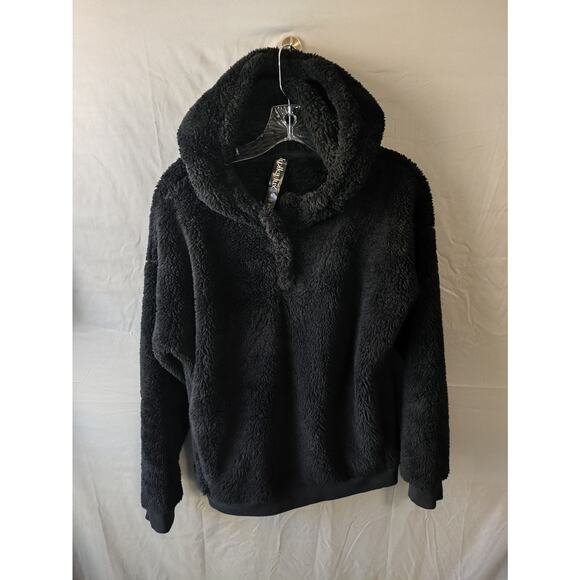 Kulkalux Pullover Hoodie Mens Medium Black Sherpa Fleece Plush Soft Hooded Warm - Picture 1 of 9
